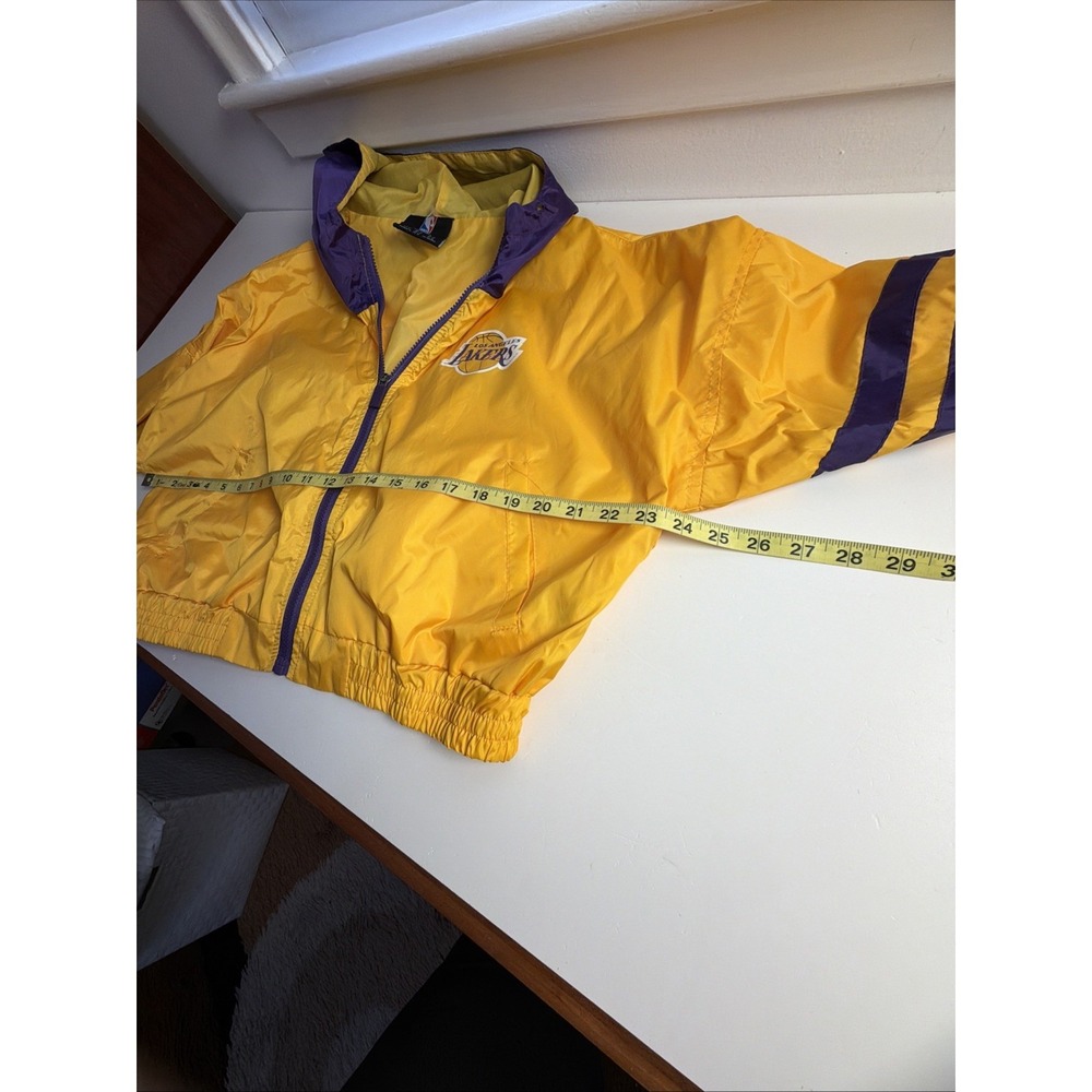 NBA Los Angeles Lakers Full Zip Windbreaker Jacket Youth Sz Medium Yellow Purple - Picture 6 of 7